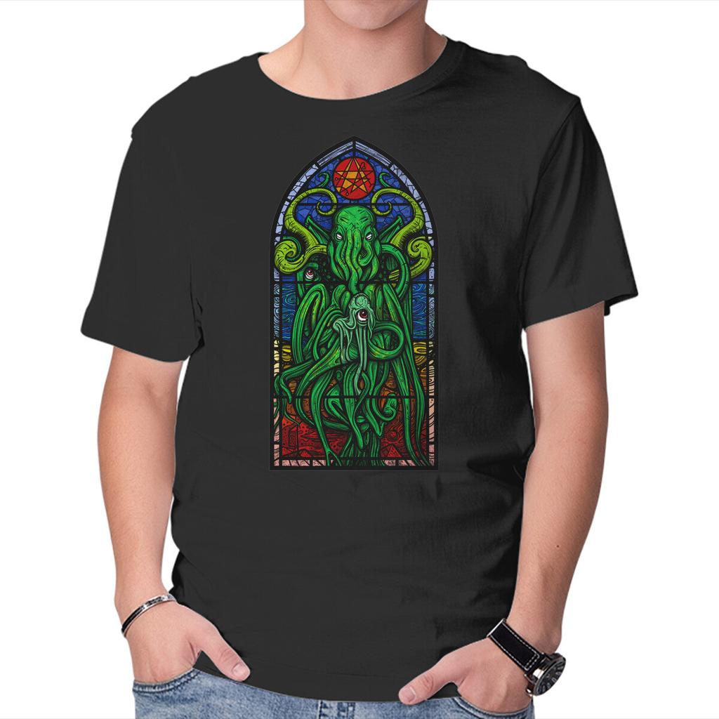 Unisex Crew Neck T-Shirt Temple Of Cthulhu Graphic Short Sleeve Casual Tee