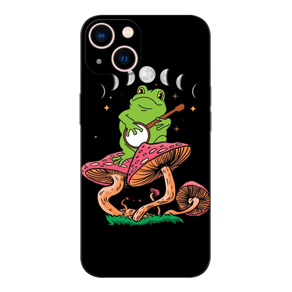 Черный ТПУ чехол для Vivo Y01 Y2 Y12S Y12A Y50 Y15 Y15A Y15S Y17 Y3 Y11 Y50 Y50T Y51S 2019 2020 5G Кавайная лягушка гриб