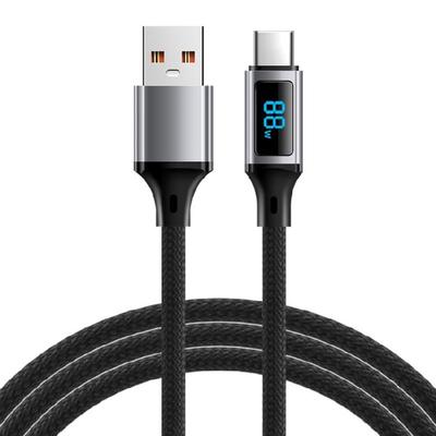 USB C Кабель для быстрой зарядки 60 Вт Кабель для быстрой зарядки Светодиодный дисплей Отслеживание мощности в реальном времени Нейлоновая и металлическая конструкция