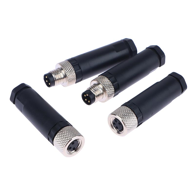 Разъем датчика M8, водонепроницаемый, штекер и гнездо, резьбовая муфта, 3-контактный фланцевый разъем, заднее крепление