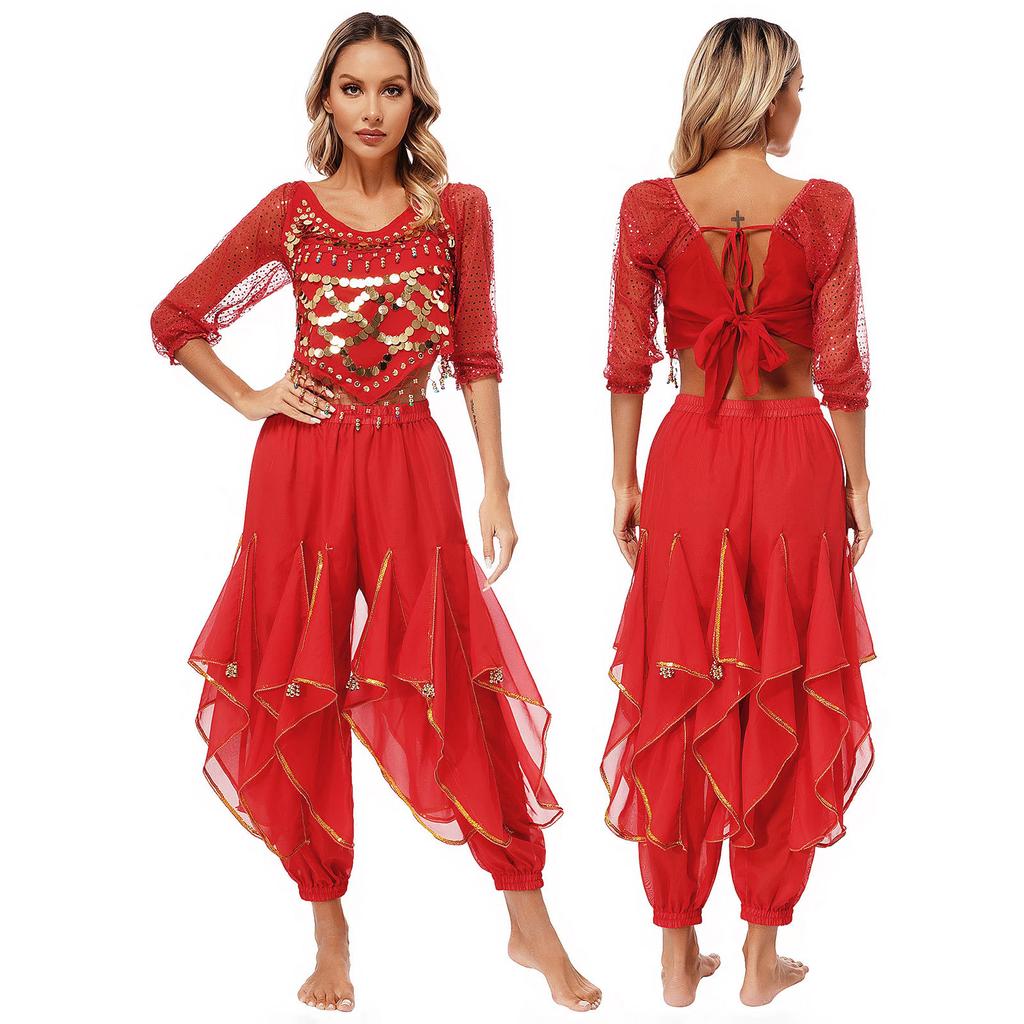 Женский комплект для танца живота, индийский Болливуд, арабская принцесса, танцевальная одежда, наряды для фестиваля, косплей, маскарад, вечерние, сценическое выступление