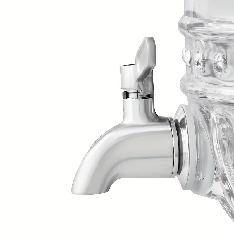 Высококачественный 2-галлонный диспенсер для напитков из прозрачного стекла с элегантным рельефным дизайном - идеально подходит для домашнего декора