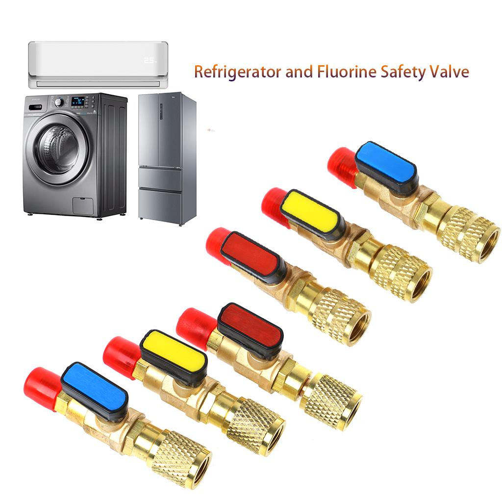 R22 Refrigerant Valve 1/4" Male To 1/4" Female AC Charging Hoses Straight Ball Valves for Refrigeration Manifold Gauges