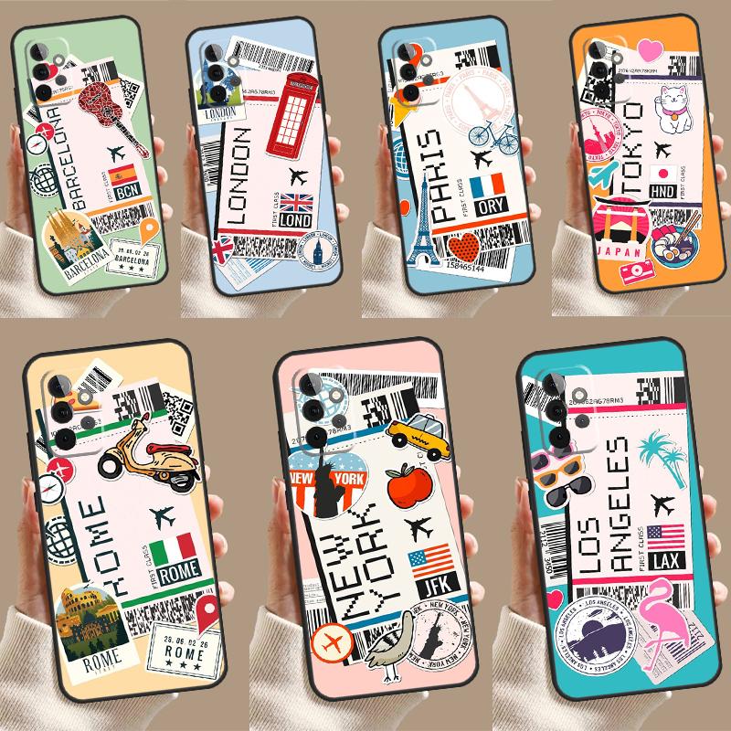 Дорожный посадочный талон Чехол Tokyo для Samsung Galaxy A35 A55 A25 A15 A51 A71 A12 A32 A52 A13 A33 A53 A14 A34 A54