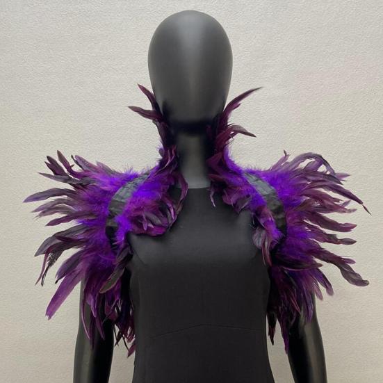 Gothic Feather Shrug Cape for Women Victorian Shoulder Wrap Shawl Collar for Halloween Cosplay Party Costume Accessories