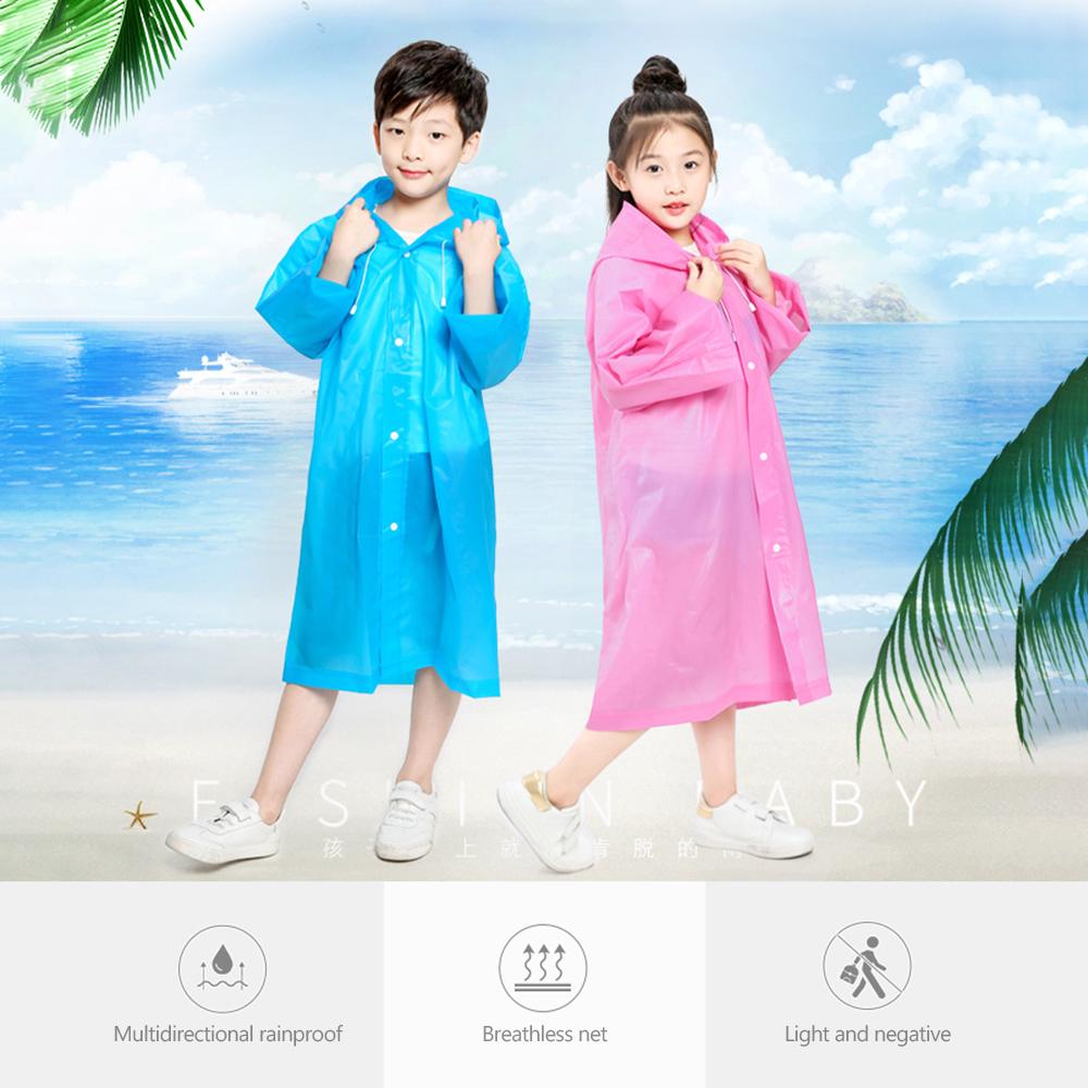 Children"s Raincoat Thickened Waterproof Girls Boy Rain Coat Kids Clear Transparent Hooded Rain