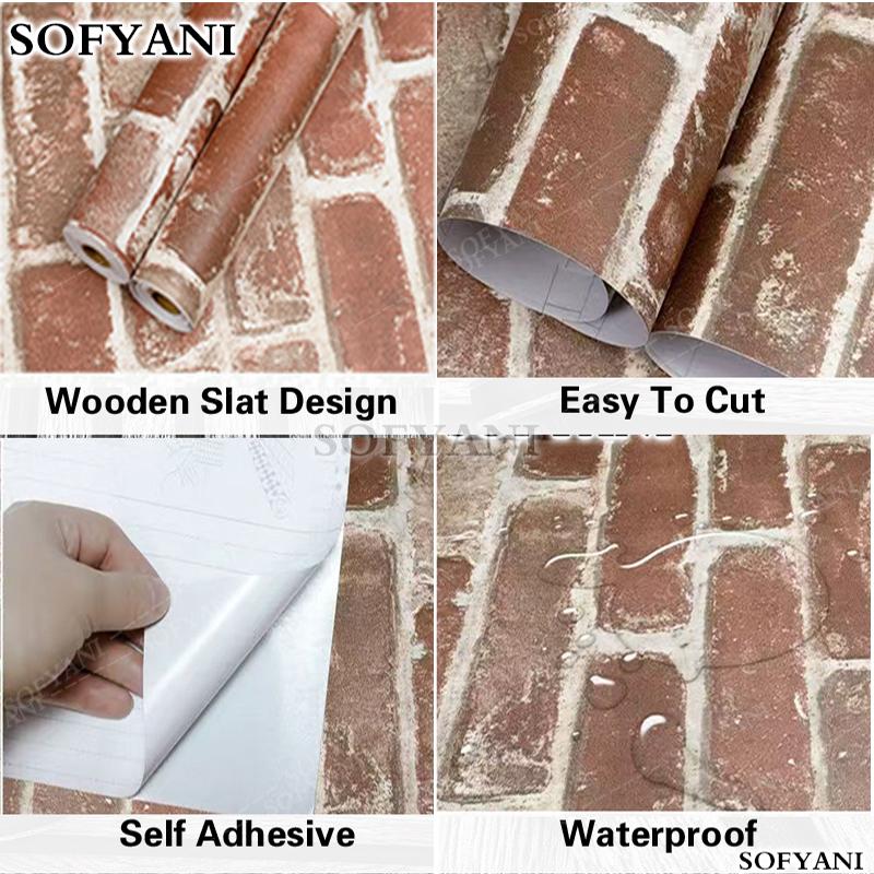 Ретро античный кирпичный узор коричневый красный кирпич/серый кирпич ПВХ самоклеящиеся обои, используются для украшения дома виниловые наклейки