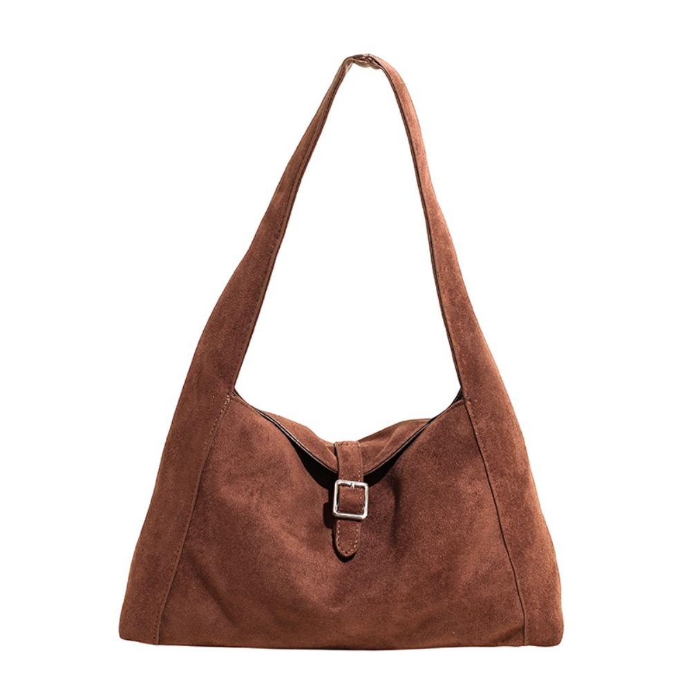 Solid Color Suede Tote Bag Korean Style Underarm Packs Casual Large Capacity Handbag  Girls