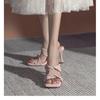 Fashion Summer New Design Women's Slippers Square Toe High Heels Shallow Solid Sandalias Female Elegant Fashion Outdoor Walking Shoes