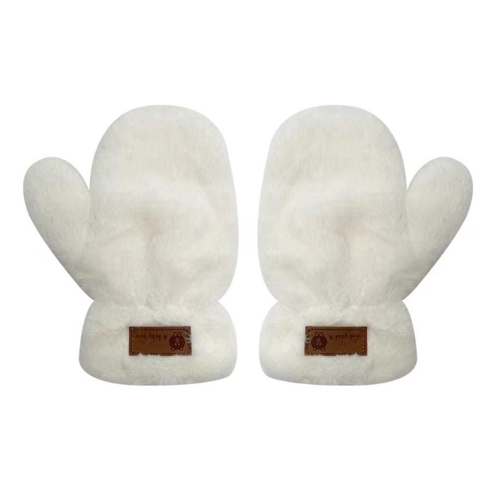 Velvet Winter Gloves Warm Letter Gloves New Plush Gloves  Women
