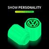 B6 2025 Hot For Volkswagen Luminous Tire Valve Caps Multi-color Fluorescent Night Glowing Decor For Volkswagen VW GTI R Polo Gol