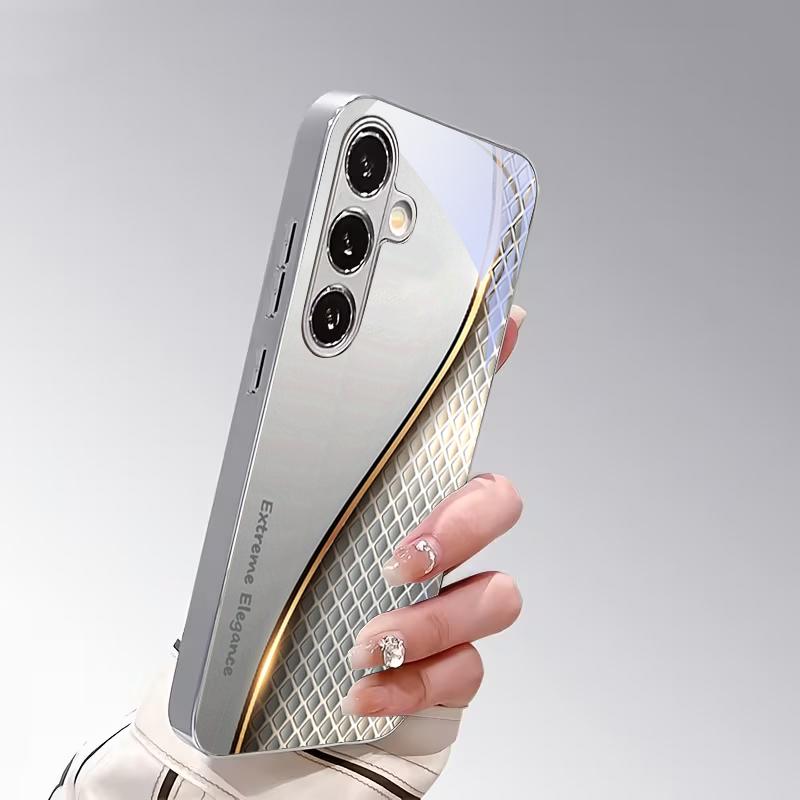 Изогнутый позолоченный решетчатый посеребренный чехол для телефона Samsung A31 A51 A71 A12 A22 A32 A42 A52 A06 A16 A17 A37 A57 Задняя крышка
