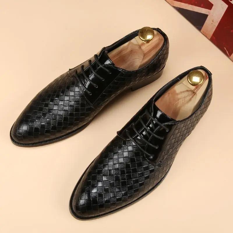 Fashion Braided Pattern Male Casual Shoe Formal Dress Business Designer Luxury Sale Men's Leather Brogue Shoes Low Price Shipping Free