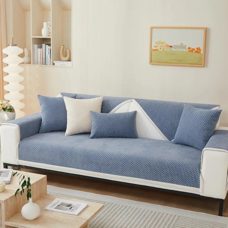 Chenille Anti-slip Sofa Cushion Cover Universal Four Seasons Wheat Ear Flower Design Soft Towel Fabric