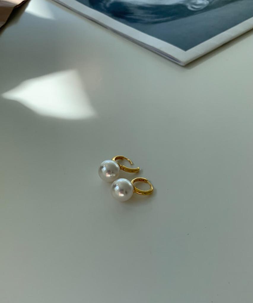 Серьги Alleun из серебра 925 пробы, 12 мм, с жемчугом Swarovski, на застежке-щелчке
