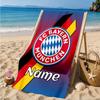 Custom Name Beach Towel Bayern Munich Crest Art Microfiber Beach Towel, Lightweight for Summer Travel, Swimming Pool Fan Birthday Gift