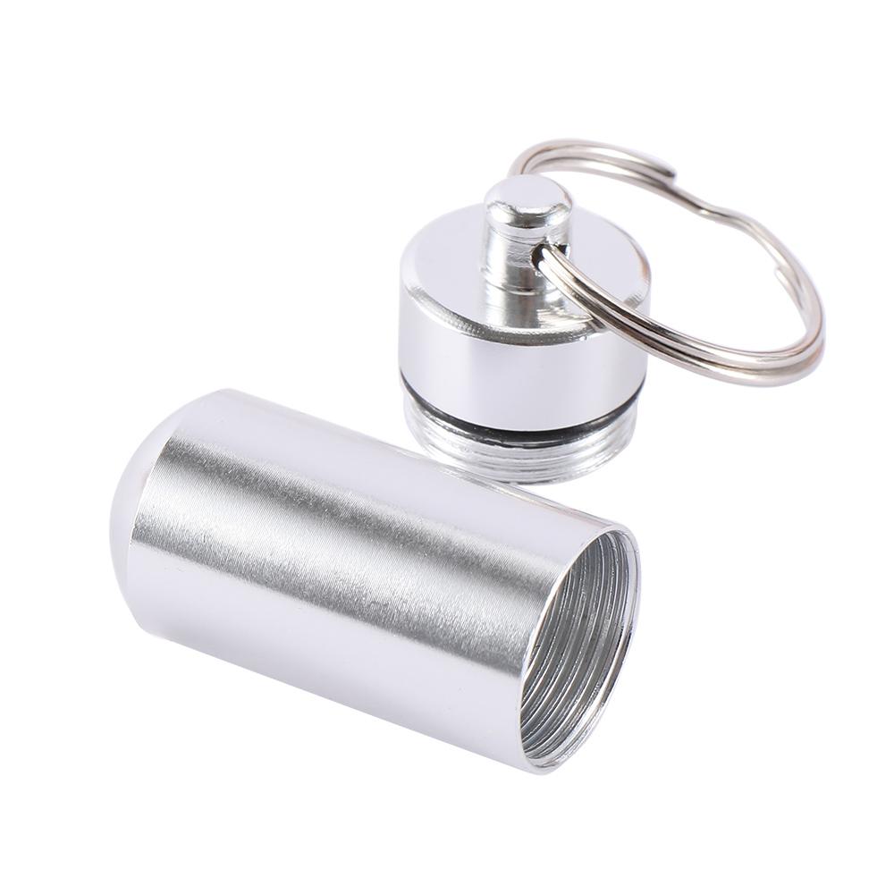 Key Small Chainring Keyring Medicine Aluminum Waterproof Safe Money Holder Pill Box Case Keychain