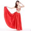 96cm Belly Dance Satin Modern Swing Long Dress Elastic Waistband Design Great Stage Effect - Red, As