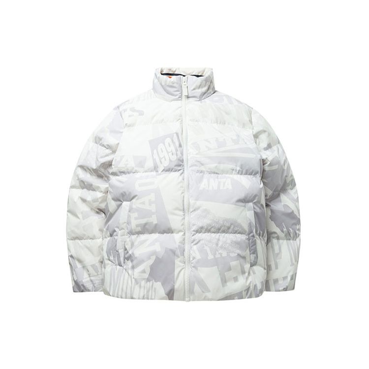 Anta Теплый спортивный пуховик с буквенным принтом и логотипом, мужская верхняя одежда, белый 152148904-2