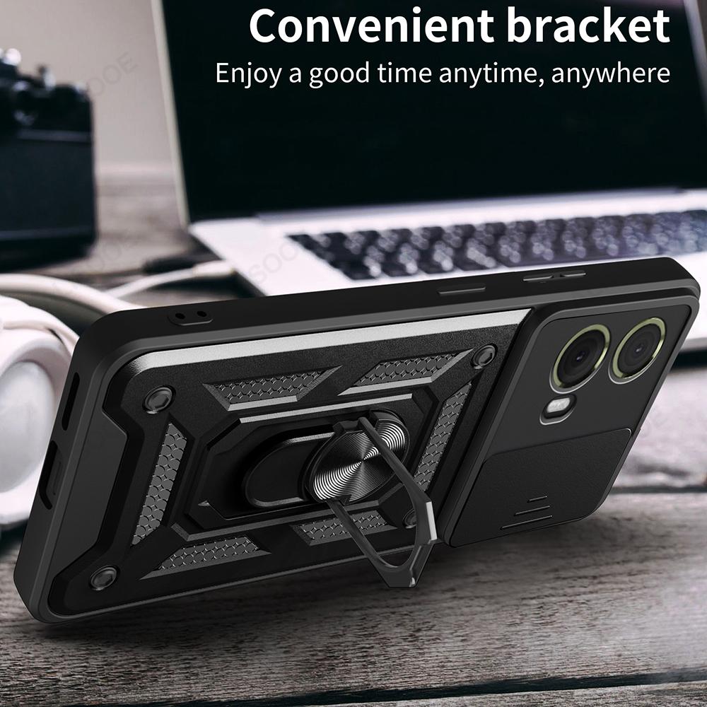 Чехол Armor Funda для Motorola G85, защитный чехол с выдвижным объективом и кольцом для камеры, защитная задняя крышка для Motorola moto S50 Neo G85 G84 Capa