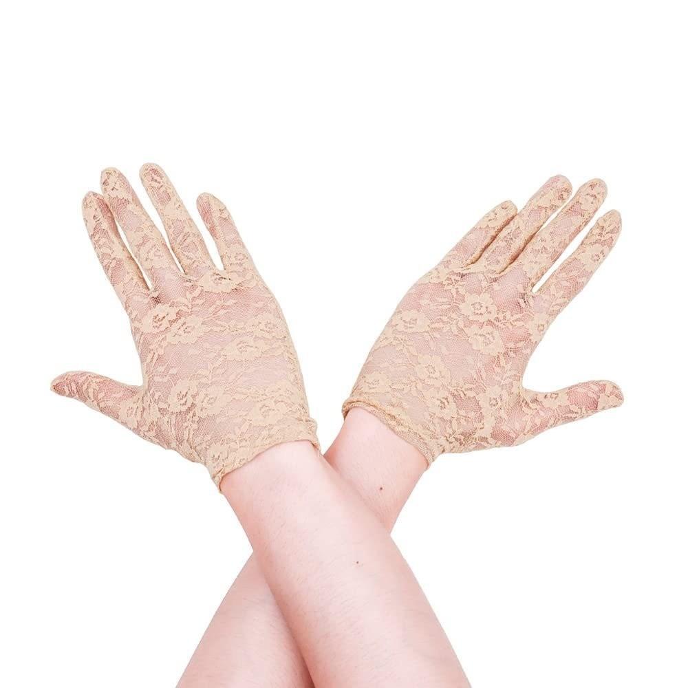 Elegant Short Sunscreen Gloves Thin Hollow-Out Mittens Fashion Party Gloves For Women Female