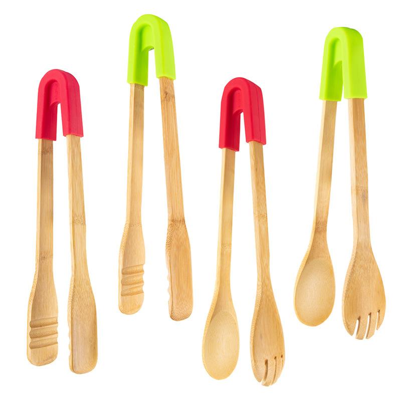 Bamboo Non-Stick Food Clips Barbecue Tongs Bread Buffet Folder Meat Beef Salad Clamps Home Kitchen Cooking Accessories