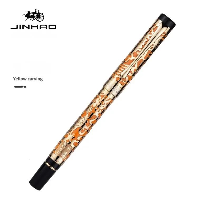 Jinhao 5000 Роскошная Металлическая Перьевая Ручка Красивая Резьба с Текстурой Дракона Деловые Офисные Школьные Принадлежности Канцелярские Товары PK 9019