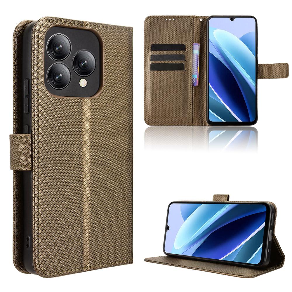 Для Cubot A40 Кожаный чехол-кошелек с ремешком Текстура бриллианта Чехол для телефона