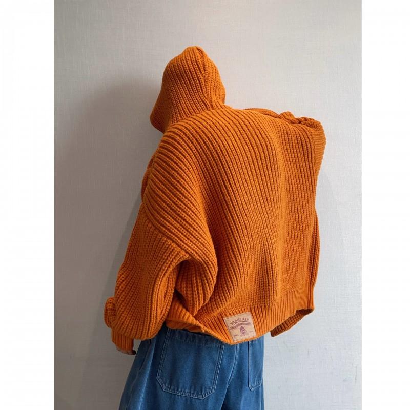 Unisex Oversized Hooded Knit Cardigan Zip-Up Sweater Casual Lightweight Fall Winter Warm Pullover