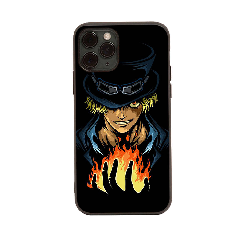 WD29 One Piece Sabo Ace Black Sofe Case for iPhone 16 15 Plus 14 13 Pro 8 SE XR XS Max P30 Nova 5T Y5P Y6 Y7 Y8P Y9 Realme C30 C33 C31 VIVO Y36 V27