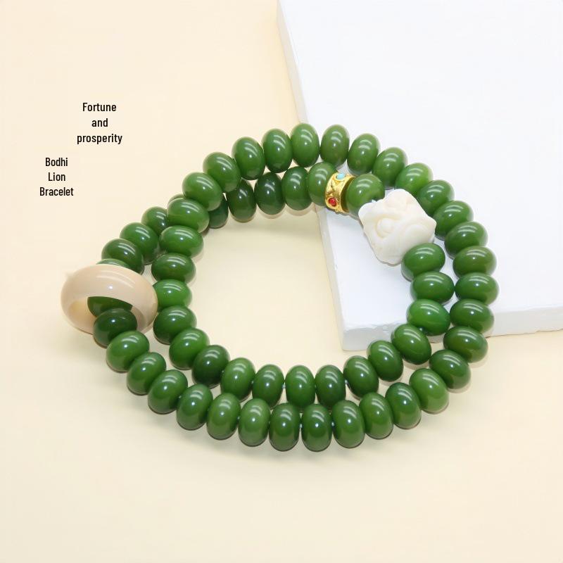 Зеленый Бодхи Двухрядный Браслет для Буддийской Молитвы из Бусин Абакуса для Мужчин и Женщин - Вэньвань Четки