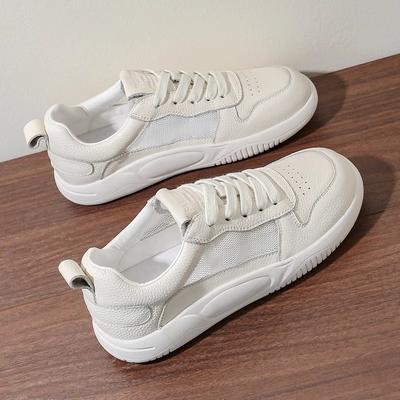 Версия из коровьей кожи~ Полые белые туфли женские дышащие летние тонкие одинарные туфли повседневные на плоской подошве универсальные женские туфли кеды