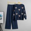 New Youthful and Caring Two-piece Set of Knitted Casual Wide-leg Pants for Elegant Women's Wear