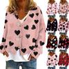 Women's Fashion Short Jacket Casual Long Sleeve Valentine's Day Printed Single Breasted Plush Top