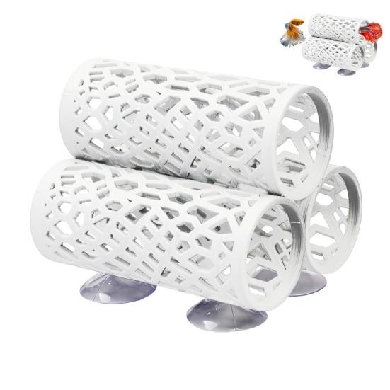 Туннель для рыбки петушка 3-в-1, декор для аквариума, укрытие для маленьких рыбок, гамак для петушка на присосках, трубка для отдыха и игр для петушков, гуппи, неонов