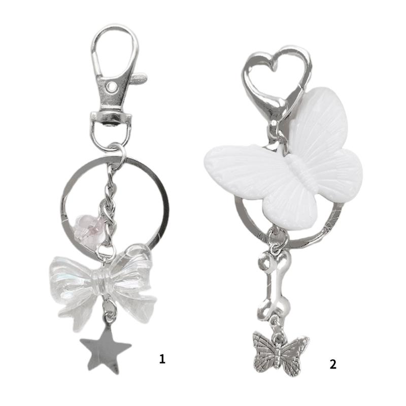 Bowknot Butterfly Charm Keyring Backpack Decoration Handmade Pendant Keyring Fashion Bag Charm Sweet Cool Keychain