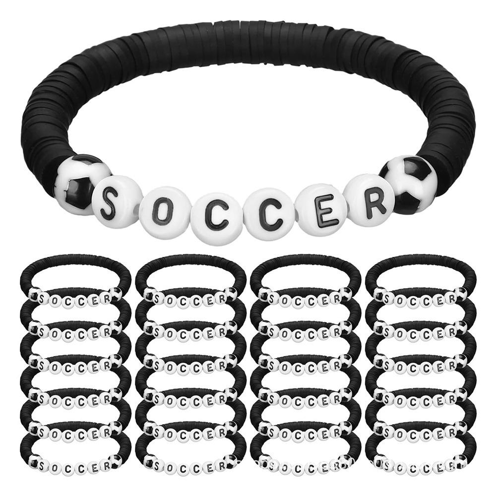 12pcs Casual Wear Football Bracelets Stackable Sports Bracelets Gift Theme Bracelets  Unisex