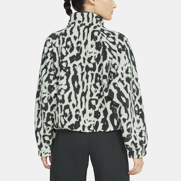 Nike Спортивная одежда Женская куртка из шерпы Stay Warm с животным принтом и воротником-стойкой Темно-дымчато-серая CU6592-070