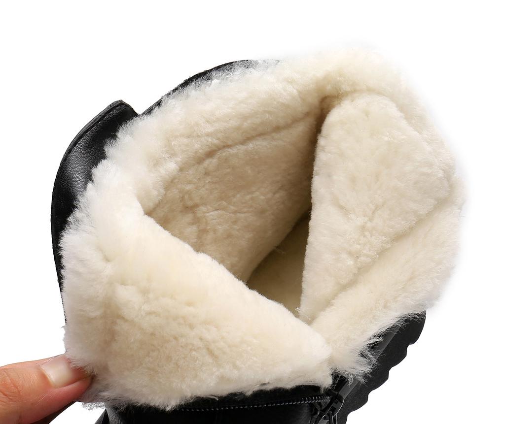 New Autumn and Winter Middle-aged and Elderly Mothers Wool Cotton Shoes Soft-soled Non-slip Cowhide Women's Shoes Piled and Thickened Women's