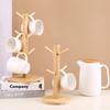 Charming Wooden Coffee Cup Holder Unique Tree Structure with 6 Hooks