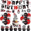 Custom Racing Black And White Grid Party Supplies Boy Theme Birthday Decoration Tablecloth Balloon Banner Venue Layout