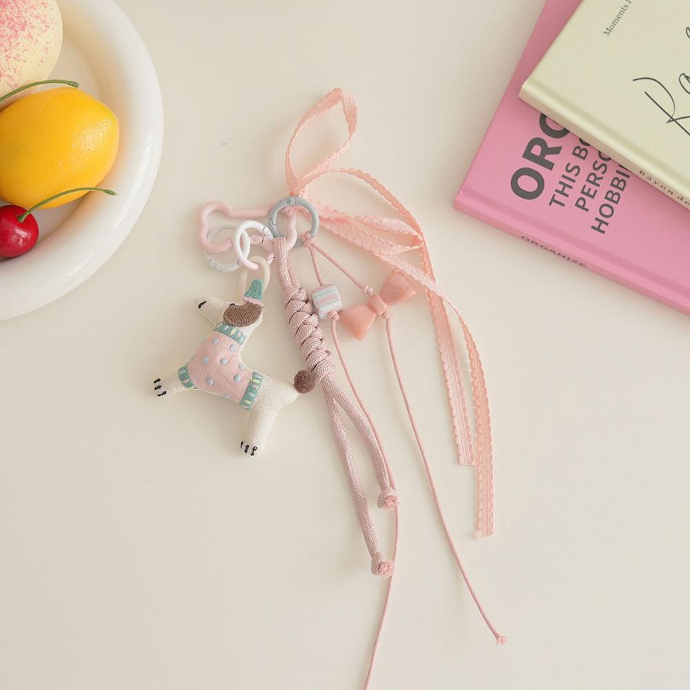 Polyester Braided Rope Bag Pendant Fabric Animal Couple Keyring  Girls Couple Girlfriends