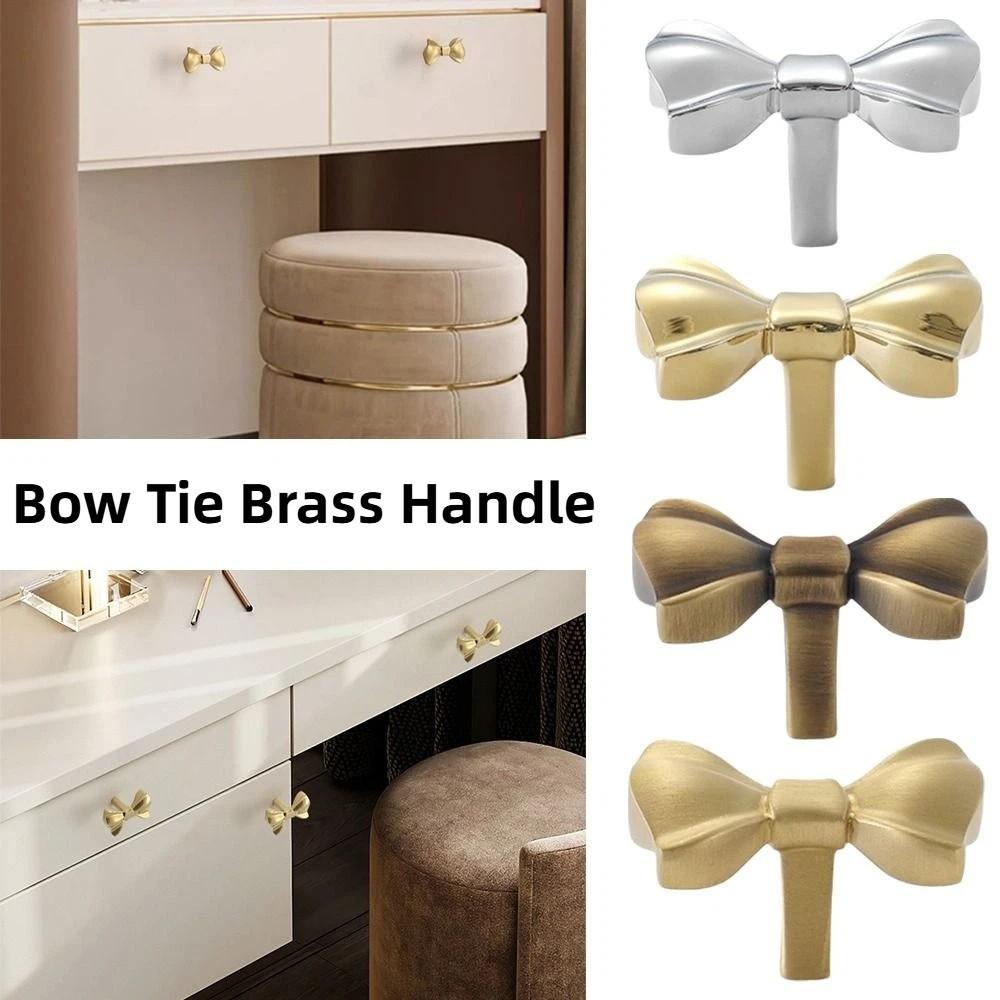 Furniture Hardware Cabinet Door Knobs Vintage Wardrobe Drawer Pulls Bow Tie Brass Handle Window