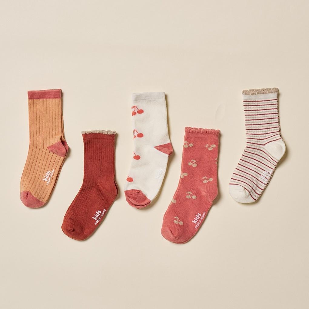 Monday to Friday Socks 5P SET 4-7Y Glitter Cherry Dot_CZ8125066