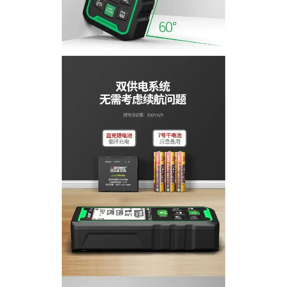 SNDWAY Laser Distance Meter green light Digital Rangefinder Bluetooth Range Finder Tape Measure Electronic Level Ruler