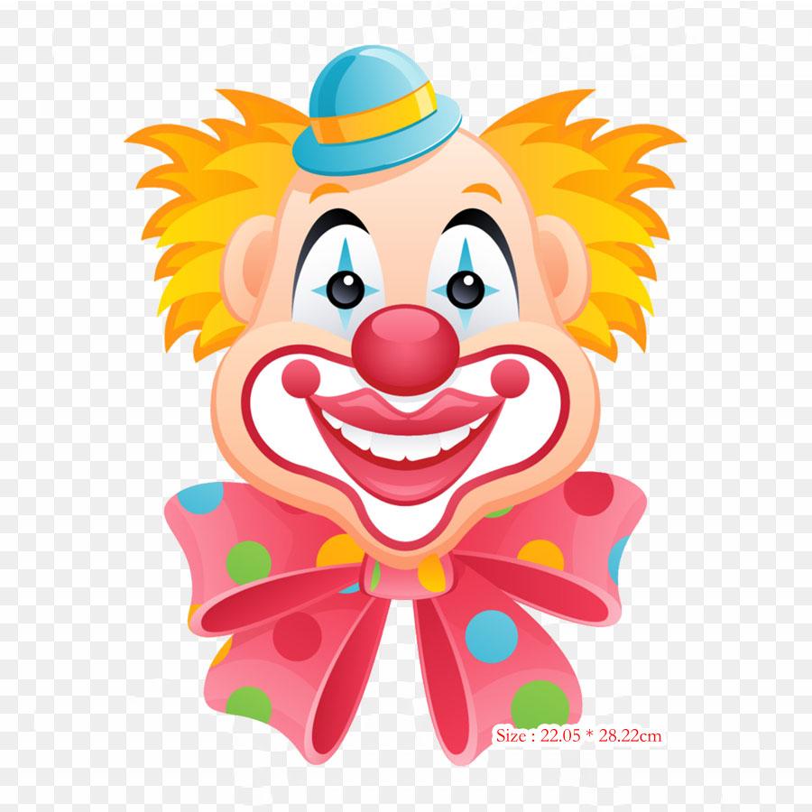 Clown Drawing For Kids Drawing Clown Iron On Heat Transfer Printing Vinyl Patches Sticker for Clothes DIY Appliques Washable Patches