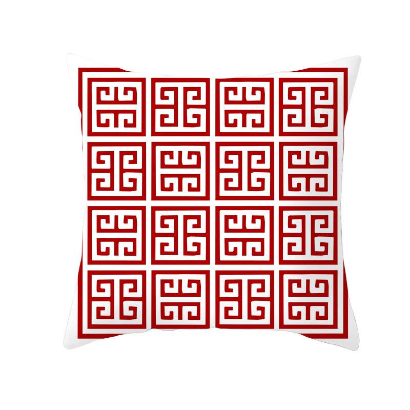 Red Geometric Cushion Cover 45X45 Pillowcase Decor Sofa  Polyester  Home