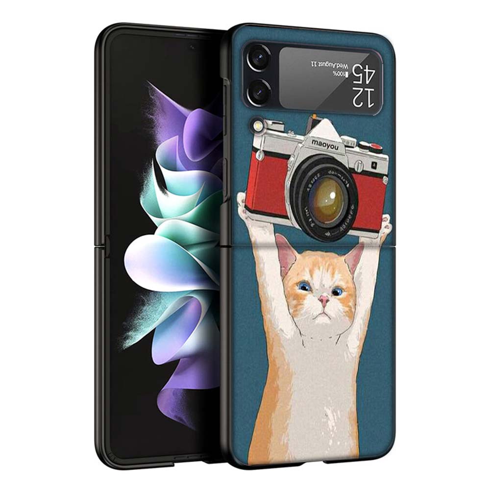 Милый мультяшный счастливый кот Чехол для телефона Samsung Galaxy Z Flip7 Flip6 5G Flip5 Flip4 Flip3 ZFlip 7 6 3 4 5 Ударопрочная задняя крышка G