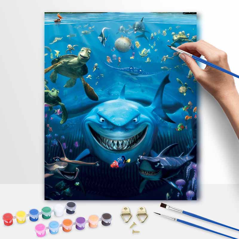 Disney Масляная живопись Сделай сам Цифровая живопись В поисках Немо Мир океана Ручная роспись Настенное искусство для гостиной и прихожей.