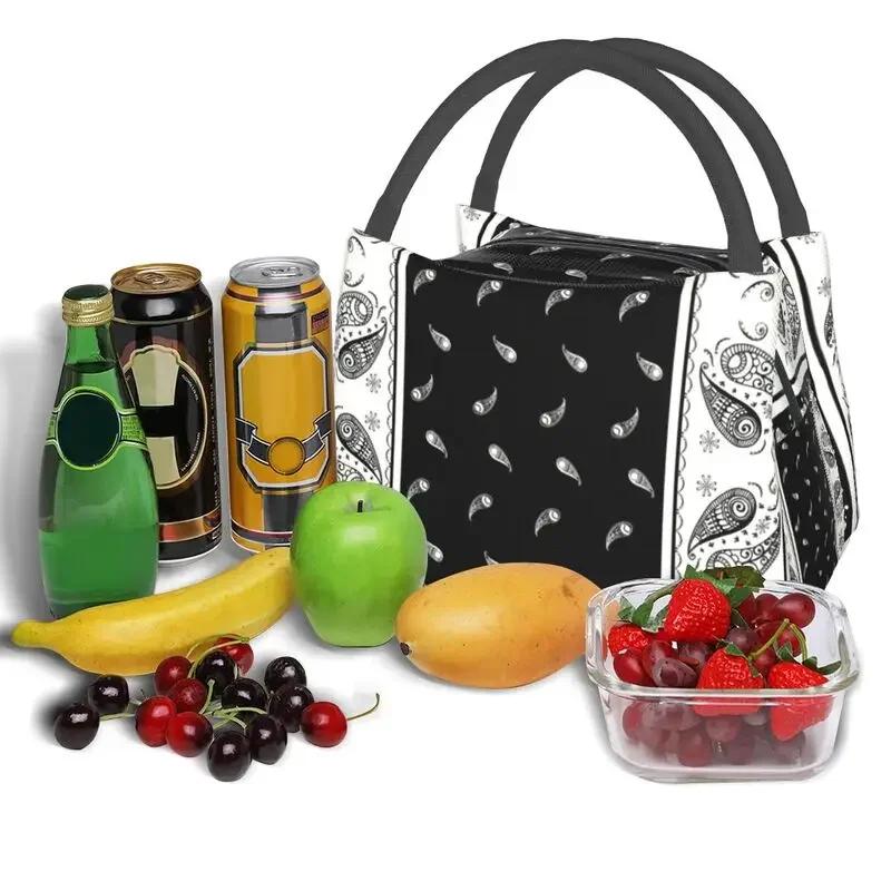 Классическая бандана на заказ с узором пейсли, сумка для обеда, женская термохолодильник, изолированный ланч-бокс для пикника, кемпинга, работы, путешествий